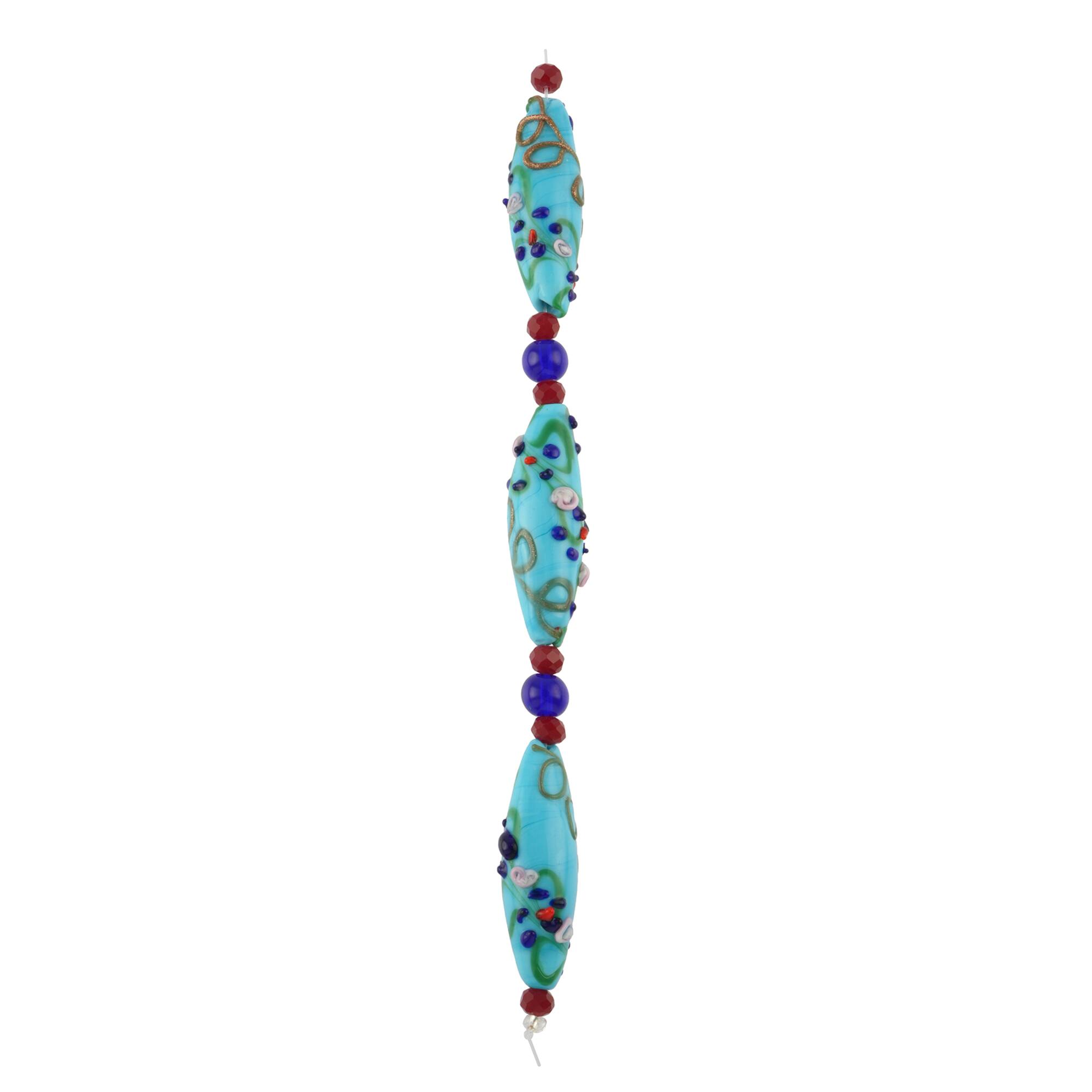 Blue Lampwork Glass Oval Bead Mix by Bead Landing™